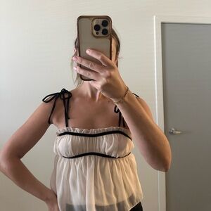 Shein Cream and Black Tank Top